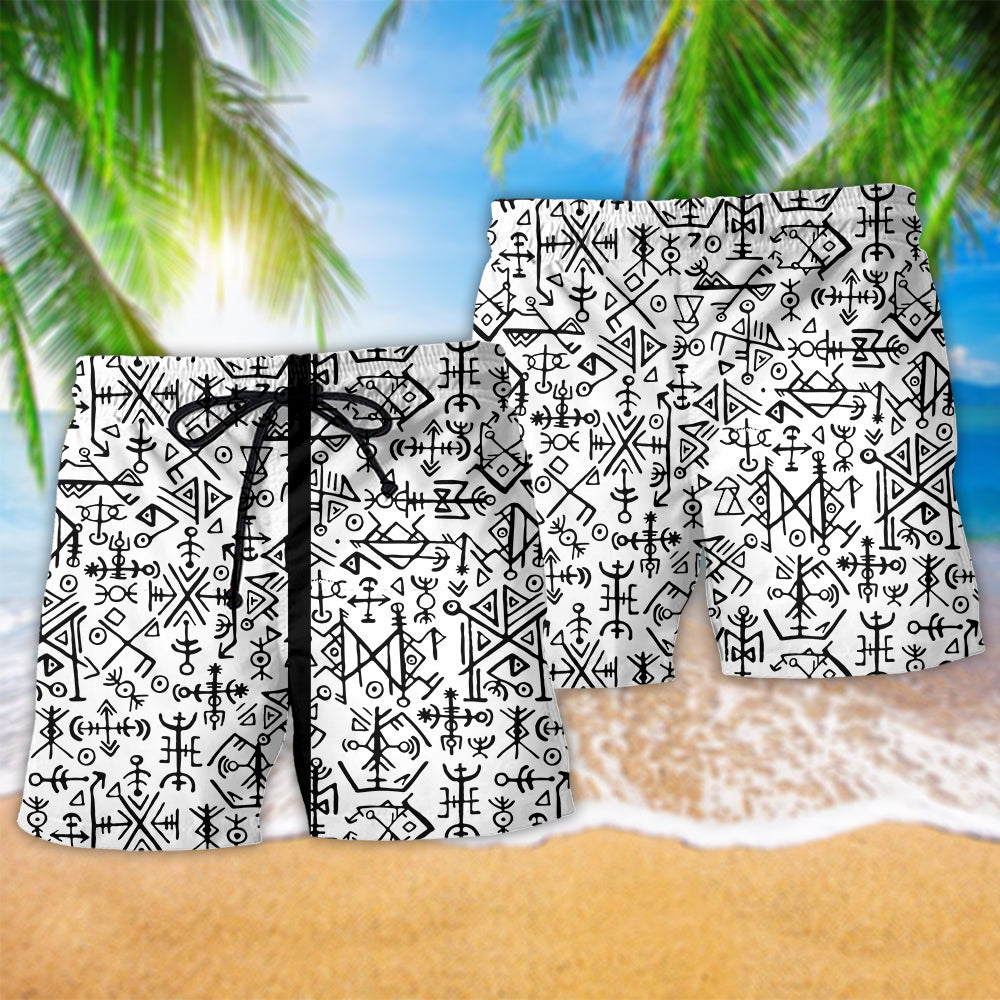 Viking Victory Life Black And White Style - Beach Short Reefox - Owls Matrix LTD