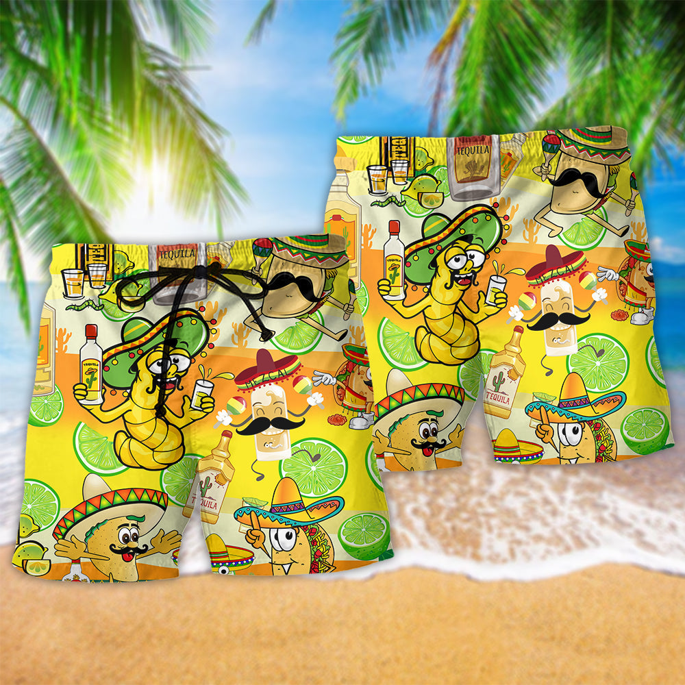 Wine Tequila Magic Water For Fun People - Beach Short Reefox - Owls Matrix LTD