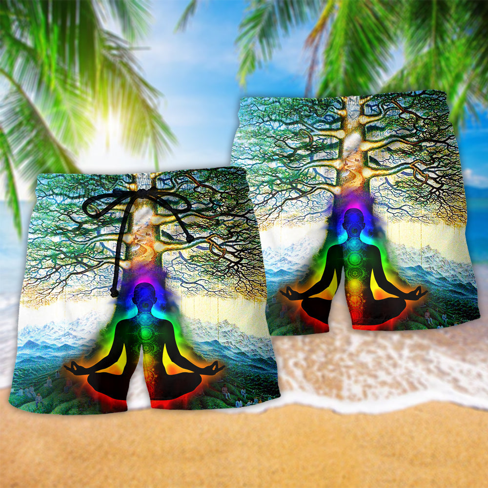 Yoga Peace Comes From Inside Tree Of Life - Beach Short Reefox - Owls Matrix LTD