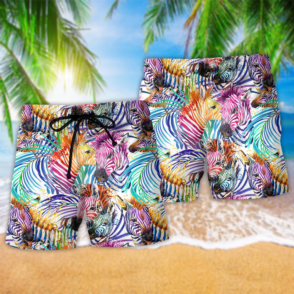 Zebra Colorful Leaf Basic - Beach Short Reefox - Owls Matrix LTD