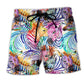 Beach Short / Adults / S Zebra Colorful Leaf Basic - Beach Short Reefox - Owls Matrix LTD