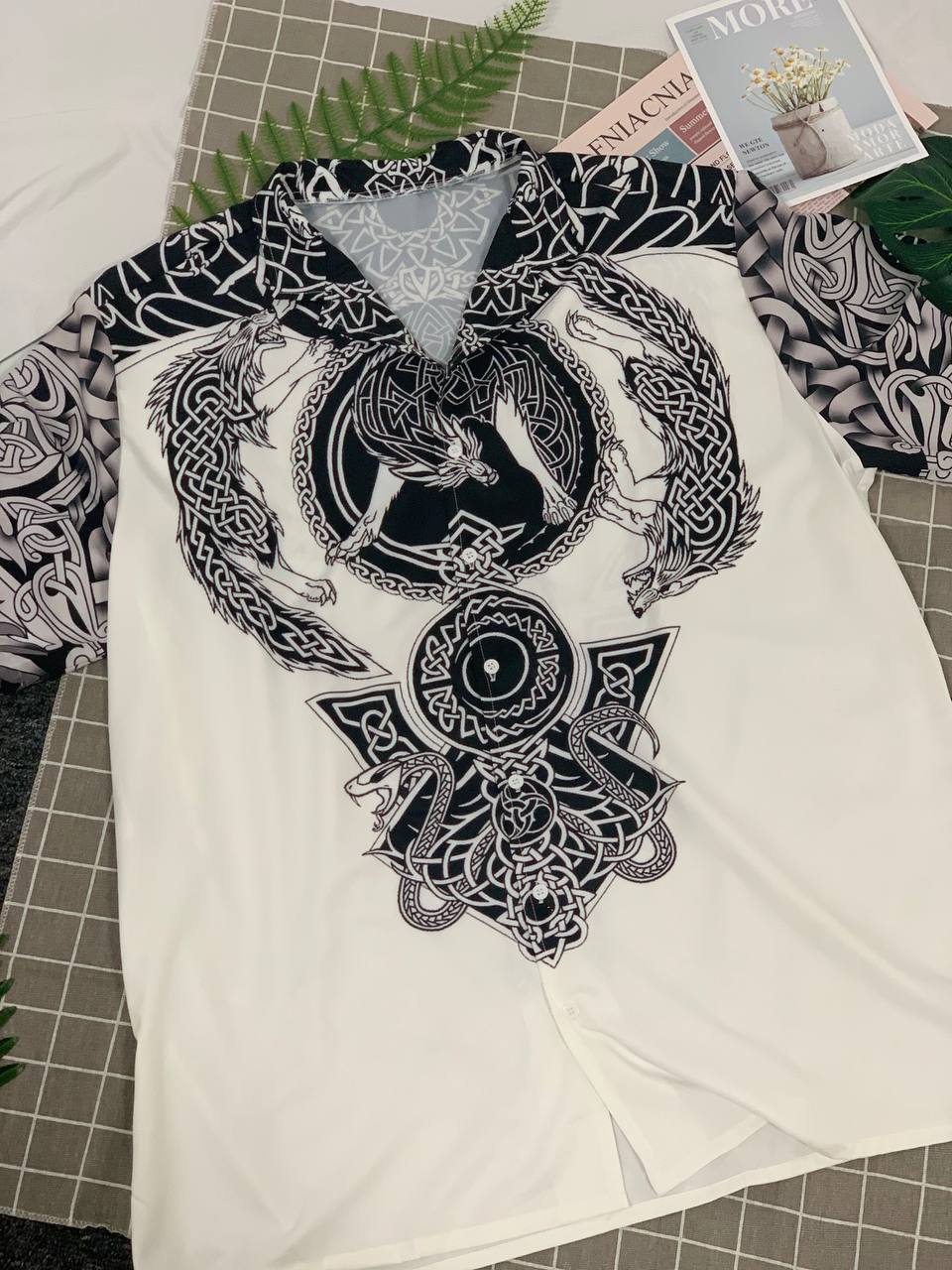 Viking Warrior Blood Black And White - Hawaiian Shirt - Reefox